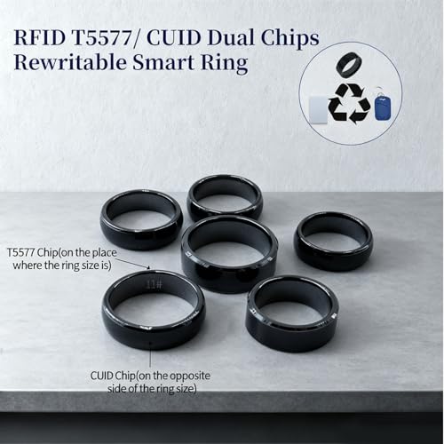 Image of RFID Rewritable Ring RFID Dual Frequency Ring Black US#7 | RFID Ring, 13.56MHz CUID&125KHz T5577 Access Key Cards in One Ring, Ceramic Smart Finger Ring Wear for Men or Women