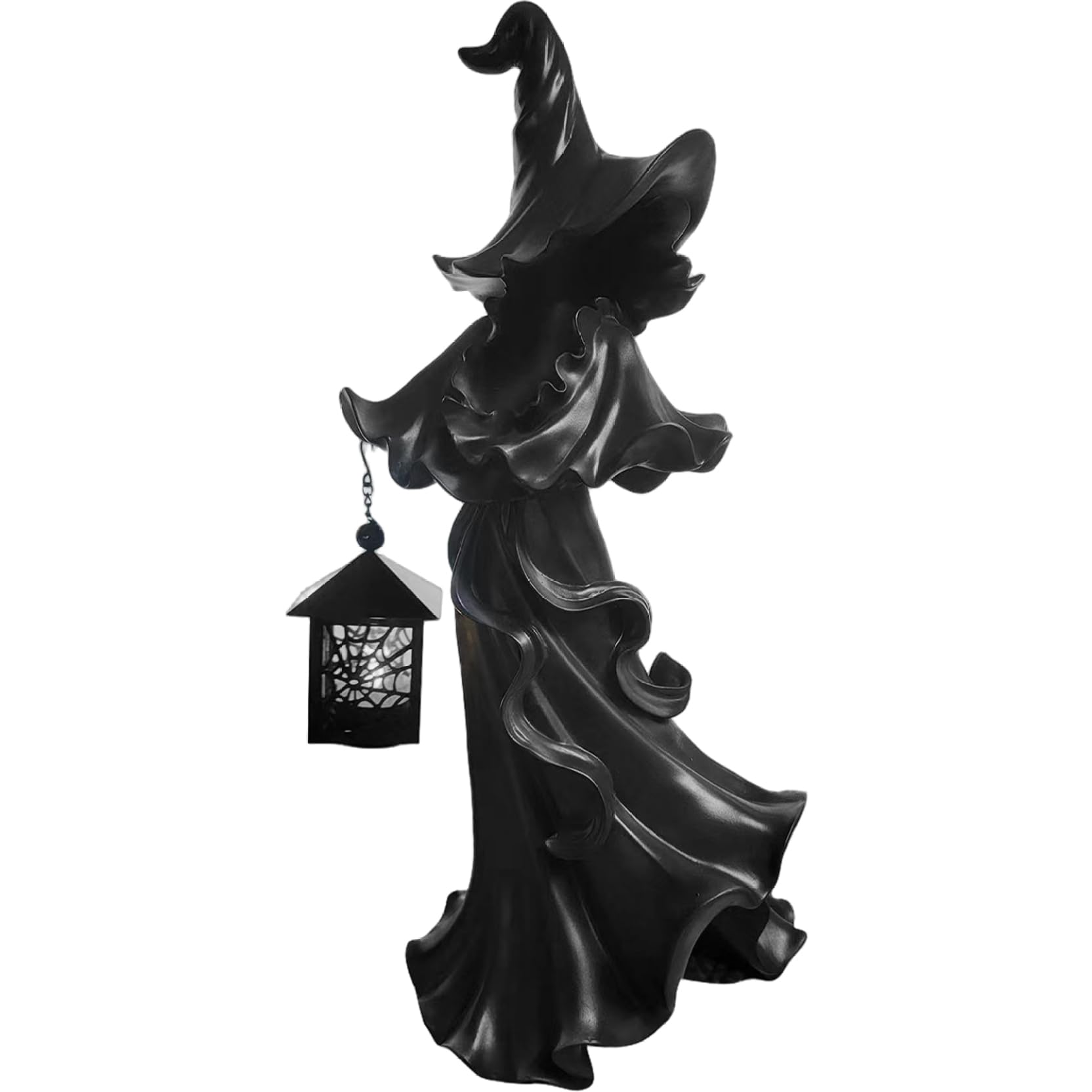 Statue de sorcière en résine sculpture haut de gamme avec lanterne intégrée