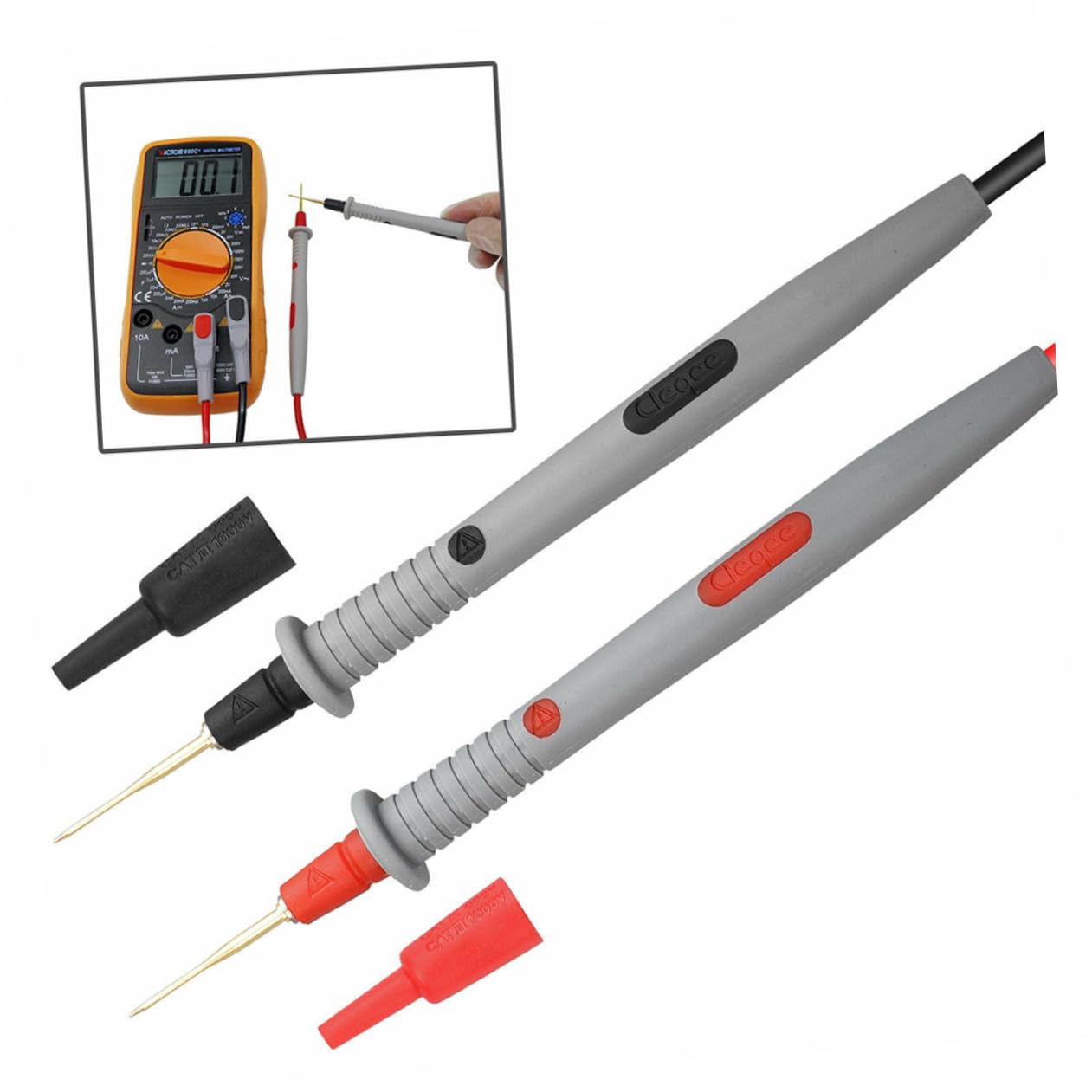 Kit Puntali Multimetro con Cavi a Molla per Strumenti di Misura Elettrica Sonda Test Plug per Test Isolamento e Circuiti