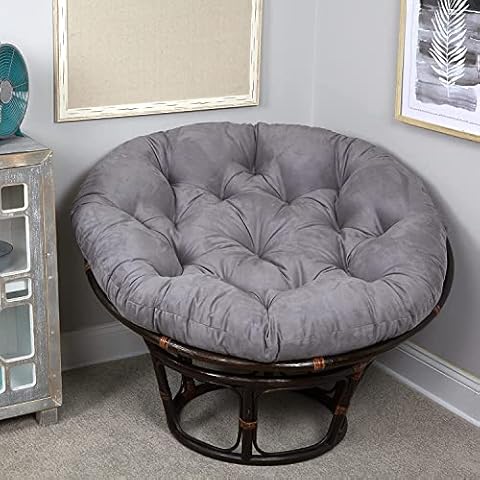 Klear Vu Solid Microsuede Papasan Chair Cushion for Living Room, Bedroom, Nursery or Home Office, 45" x 6" Seat Pad, 45" Diameter, Gray Cover