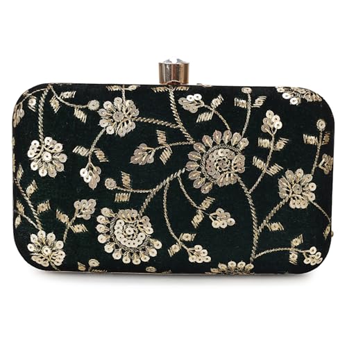 Image of LONGING TO BUY Hand Crafted Designer Box Clutch - Zari Embroidery For Women