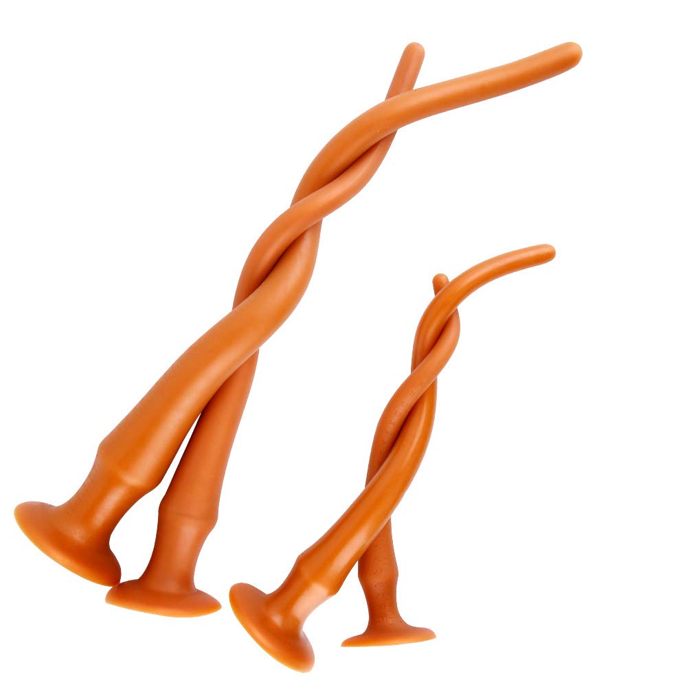 Set di spine anali, morbido dildo anale in silicone liquido con ventosa masturbatori vaginali giocattoli erotici per donne SM sesso anale gay (gold,L)