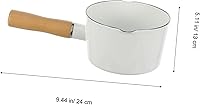 Vista 2 de Cabilock Cacerola de cerámica pequeña olla de leche esmaltada calentador de mantequilla para sopa, leche hirviendo olla con mango de madera