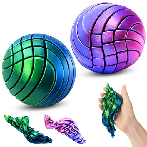 2Pcs 3D Fidget Durable and Portable Fidget Ball Push Fidget 3D Printed Fidget Stress Relief for Boy and Girl