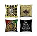 EPRHY - Set di 4 federe per cuscino Harry Potter, 45 x 45 cm, in lino, per divano, auto, soggiorno, giardino, fattoria, decorazione