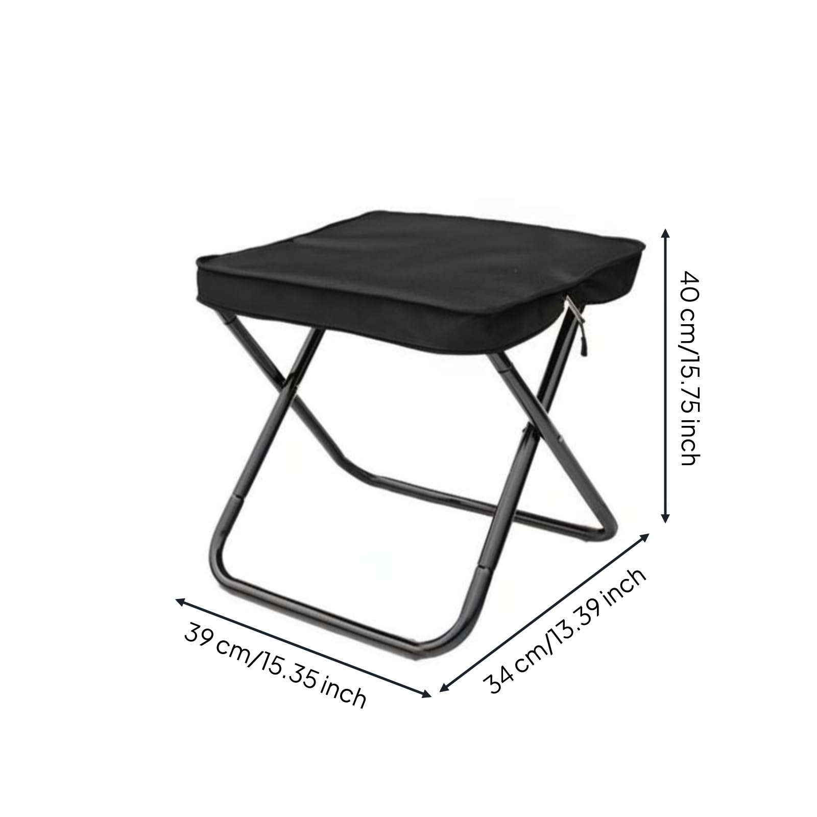 rockible Siège Portable Pliant Tabouret Aluminium Pliable Robuste Tube Rembourré Matériau Oxford Poids Léger Adapté Camping, Noir, Tabouret Pliant sans Embouts De Pieds