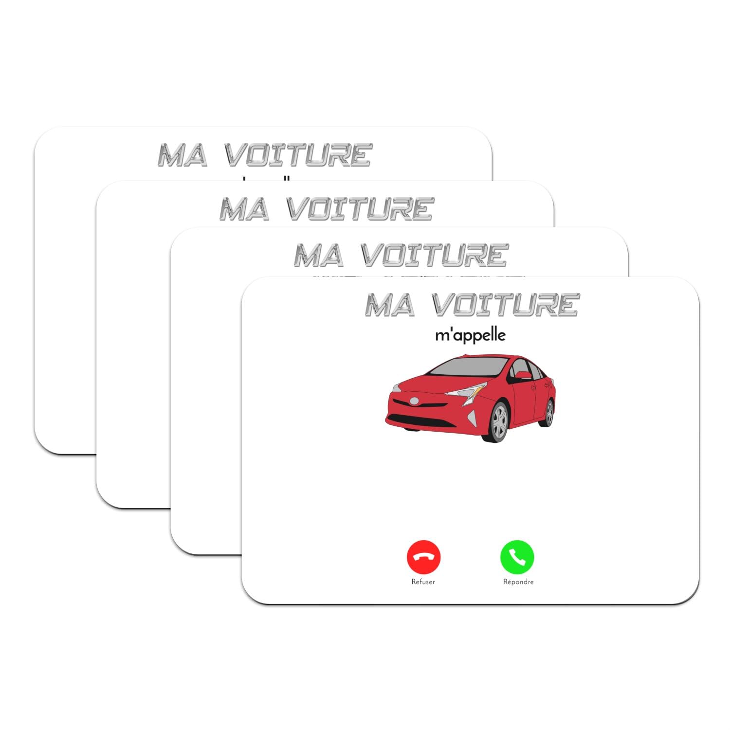 Set de table anti-glisse grand format caoutchouc blanc pour amateur automobile lot de 4