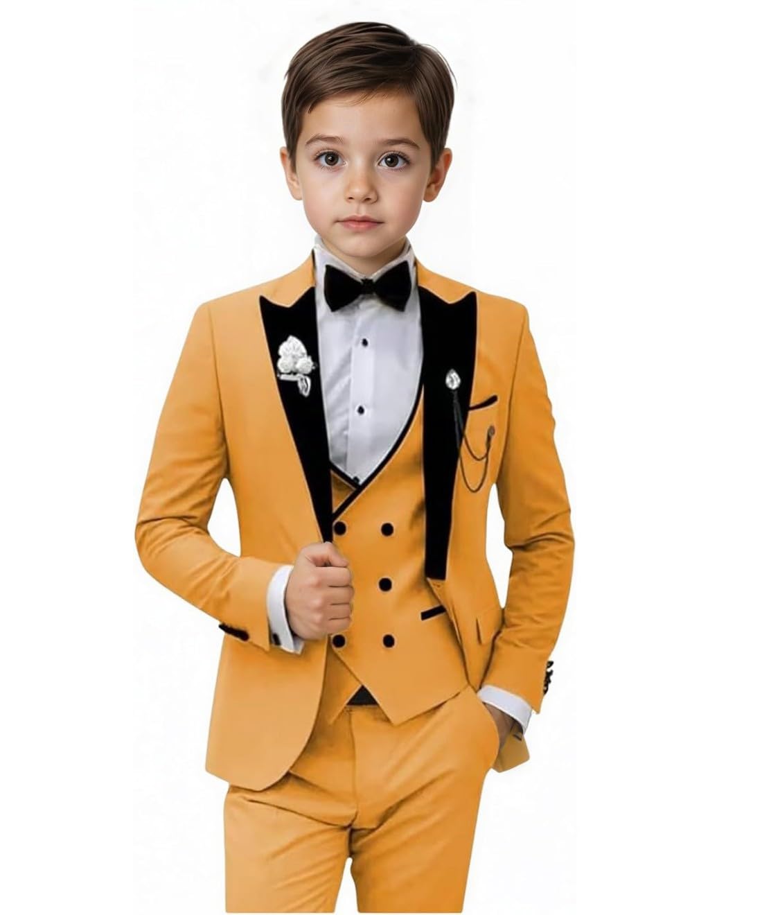 Smokinganzug für Jungen, schmale Passform, Hochzeits-Outfit, 3-teilig, für Kinder, formelle Smokingjacke, Weste, Hose, Partyanzug