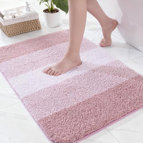 Exclusivo Mezcla Alfombra de Baño de Microfibra - Antideslizante, Absorbente y Extra Suave, Secado Rápido y Lavable a Máquina, para Baño, Ducha y Decoración, 50 x 80 cm, Rosa