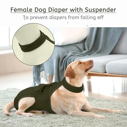 Image of Dog Diapers Female Reusable Washable Period Diaper with Suspender,Adjustable Dog Panties Anti-Harassment, Doggie Diapers for Incontinence, Heat Cycles, or Senior Dogs（XS-XL