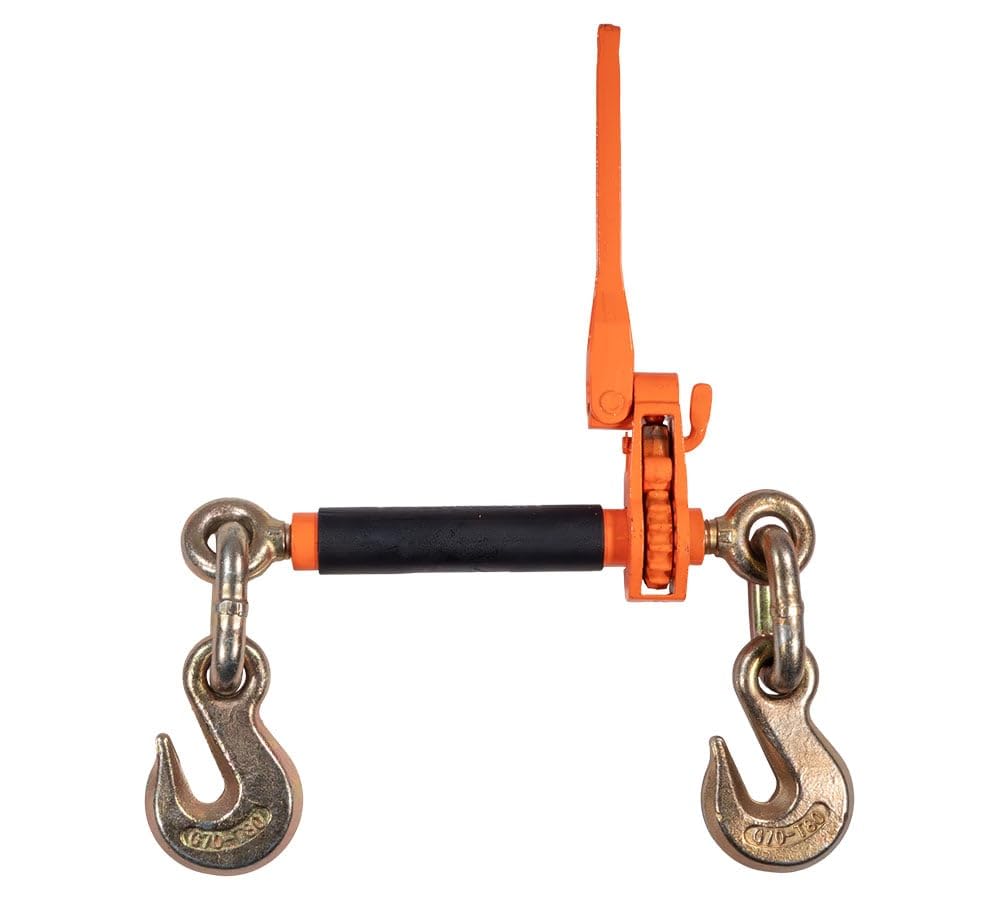 1/2" - 5/8" Hi-Viz Orange Quick Folding Handle Ratchet Load Binder with Grab Hook 18,100 lbs WLL | Tie Down Hauling Chain Binders for Flatbed Truck Trailer