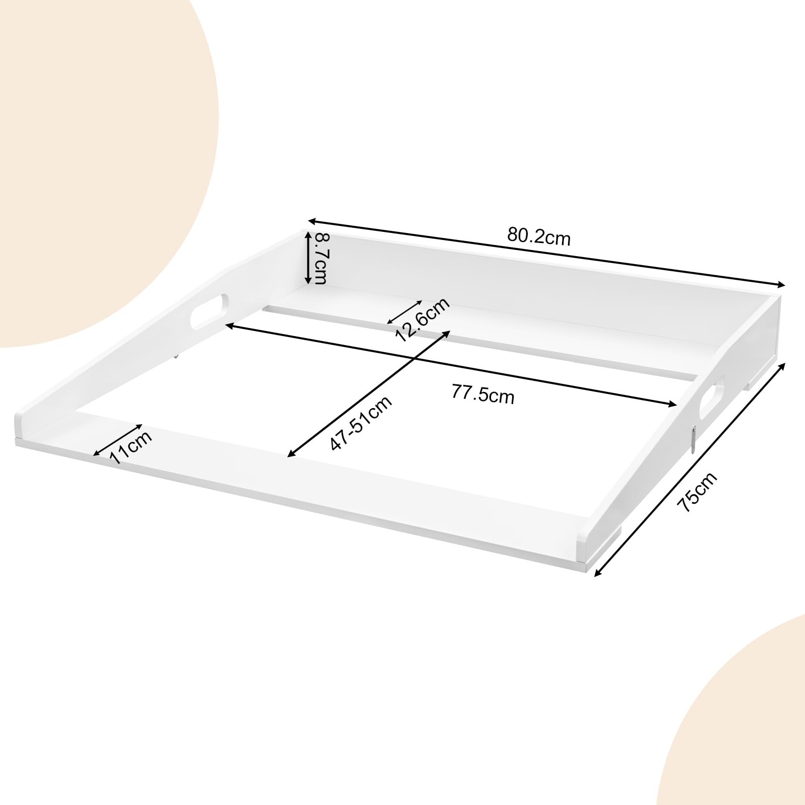 WOLTU Plan à langer en MDF pour commode 80x75x10 cm, plateau amovible pour table à langer, Blanc