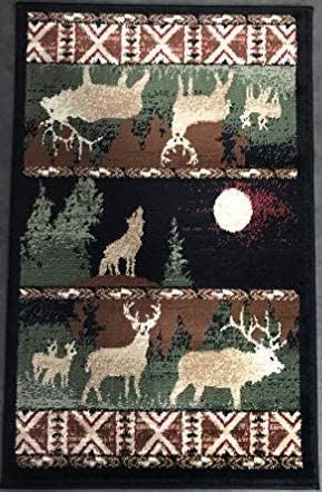 Carpet King Cabin Style Area Rug Big Bass Fish Country Lodge Design 382 (2 Feet X 3 Feet 2 Inch)
