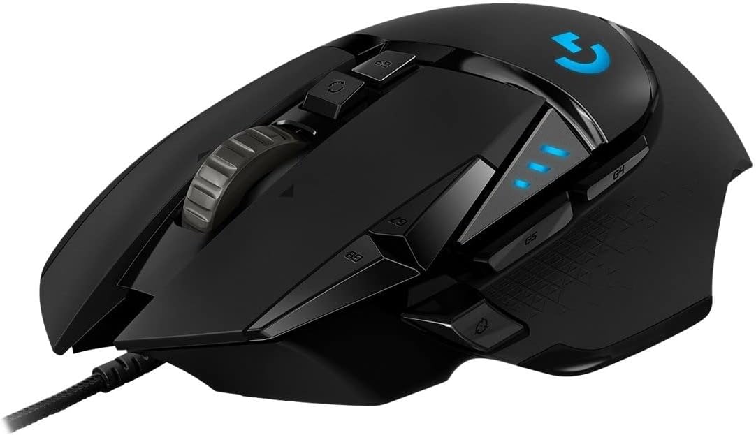 Logitech G502 Hero High Performance Wired Gaming Mouse, 25K Sensor, 25,600 DPI, RGB, Adjustable Weights, 11 Programmable Buttons, On-Board Memory, PC/Mac - Black