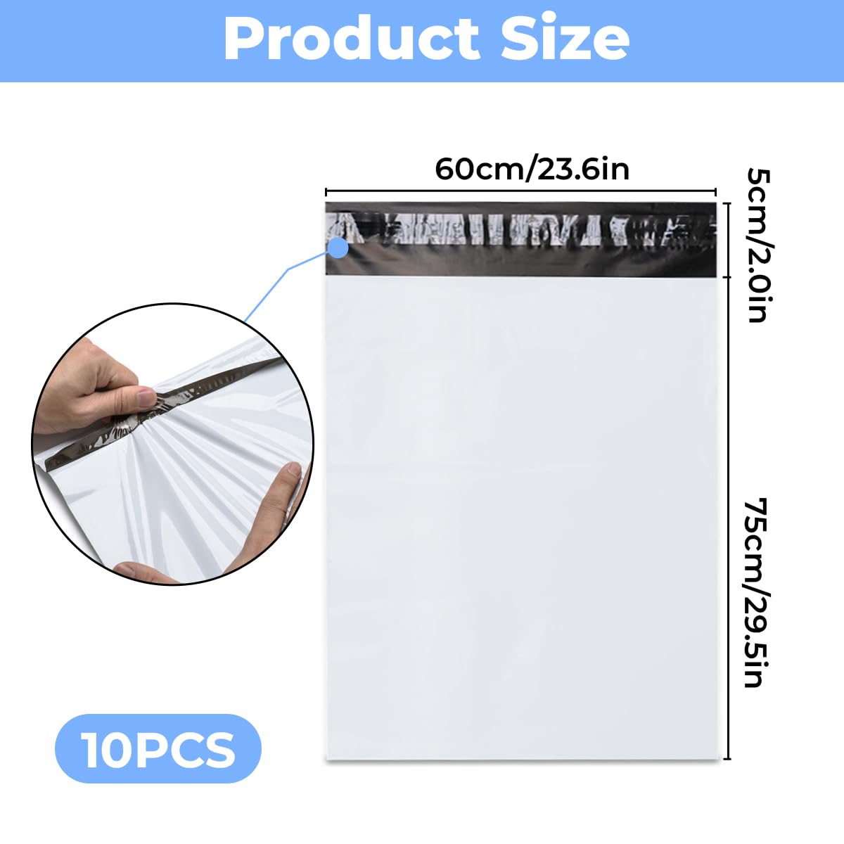 10 Piezas Bolsas para Envíos, 60 x 75cm Autoadhesivos Bolsas Envio Vinted Grande, Sobres Para Envios, Impermeable, Opacas, Resistentes, para Enviar Ropa, Accesorios, Calzado, Regalos y Paquetería