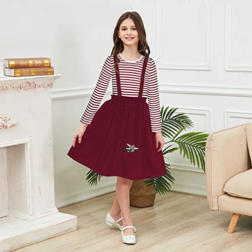 Image of 2 Pieces Set Girls Dress T-Shirt Suspender School