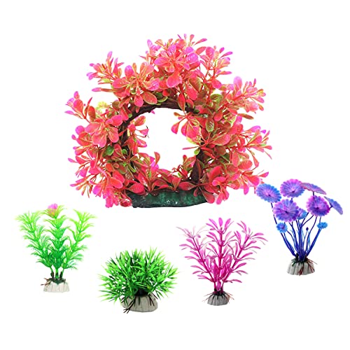 alfyng Aquarium Artificial Plastic Plants Arch...