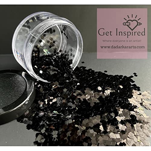 Super Shiny Black Square Glitter Chunks 3x3mm Size Heat Resistant Glitter for Resin, DIY Art & Craft 30gms Jar-image-35