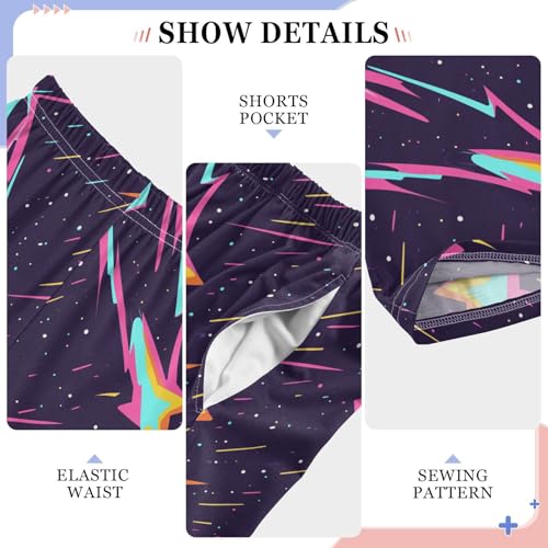 Boys' Pants Colorful Lightning Bolt Purple Long Bottoms Jogger Pants Elastic Waist Trousers with Pockets S-XL4