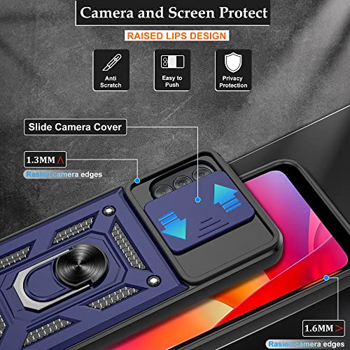 Gritup for Moto G Power 2022 Case/Moto G Play 2023 Case with HD Screen Protector, Heavy Duty Shockproof Phone Cover with Magnetic Kickstand Ring, Blue - image 3