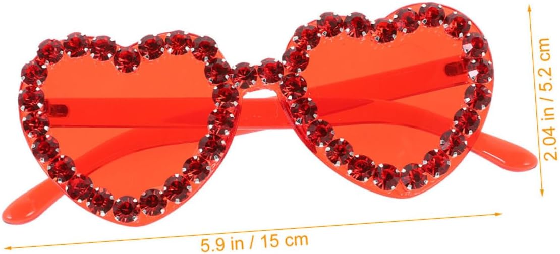 Heart-shaped Rimless Sunglasses 2pcs Red and Pink for Women Valentine’s Day Beach Party Eyewear
