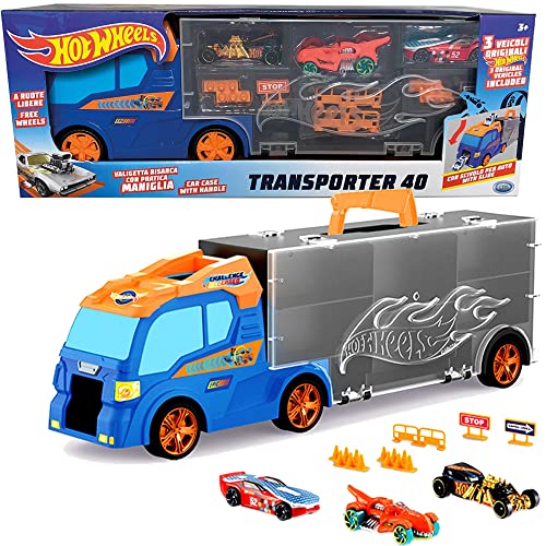 ODS - Transporter 40 Hot Wheels Camion Mallette avec voiture d'origine incluse, couleur bleue, 42033