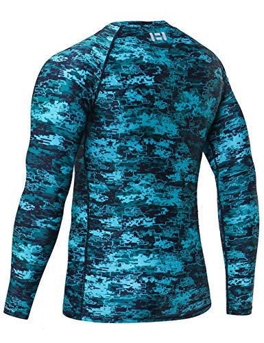 Image of HUGE SPORTS Men's Rash Guard Long Sleeves UPF 50+ UV Sun Protection Quick Drying Splice Compression Swim Shirts
