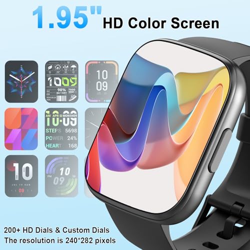 Smartwatch Herren Damen, 1,95"HD Touch Fitnessuhr mit Telefonfunktion, 110+Sportmodi Smart Watch Fitness Tracker mit Pulsmesser Schlafmonitor Schrittzähler, IP68 Wasserdicht Sportuhr für iOS Android – Bild 3