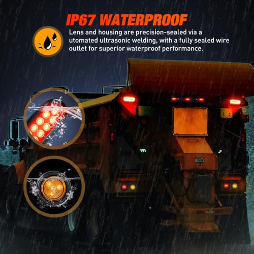 Image of Nilight LED Trailer Light Kit Oval Tail Lights & Round Marker for Truck RV