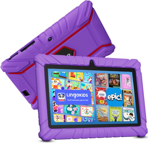 Image of Contixo 7 inch Kids Tablet Bundle, Tablet with Headphones & Sleeve Bag - Purple