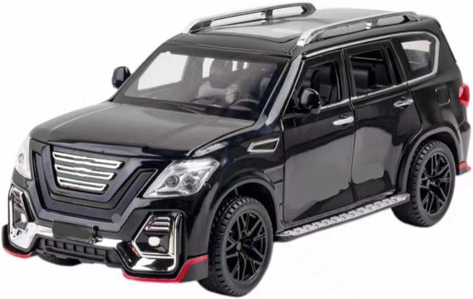 YBSM Diecast Car Alloy Car Sound Light Toy for Nissan for Patrol SUV (Black)