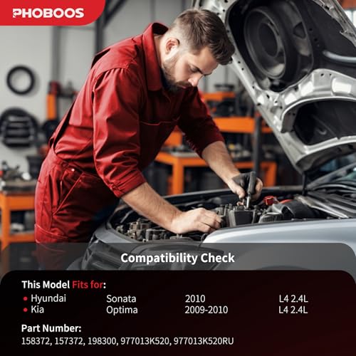 Image of PHOBOOS A /C Compressor with Clutch Compatible with Hyundai Sonata 2010 2.4L, Kia Optima 2009-2010 2.4L, Fast Cooling, Low Noise, Easy Installation, Ref.158372