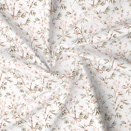 Image of Layers 100% Cotton Bedsheet for King Size Bed | Lumina Floret Collection | 144 TC Soft & Breathable | Printed with 2 Pillow Covers | Wrinkle Free & Colorfast | 3 Piece Bedding Set - Brown & White