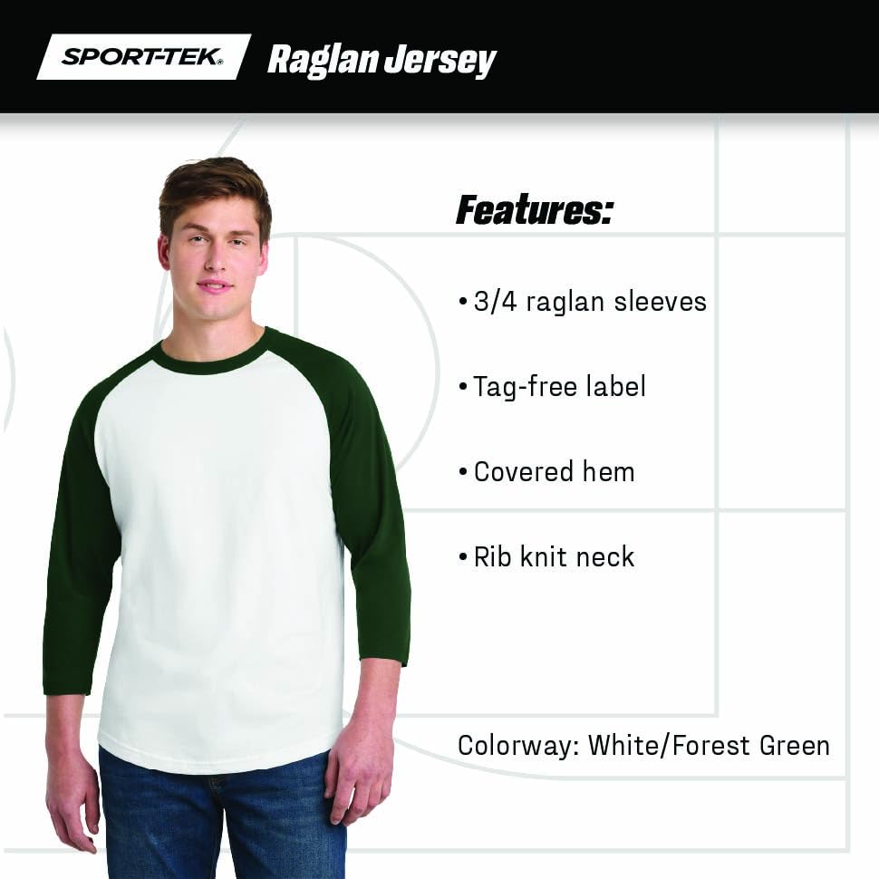 Sport-Tek Unisex Colorblock Raglan Jersey | Camiseta de manga larga para entrenamiento para hombre y mujer, ropa liviana para gimnasio miniatura 5