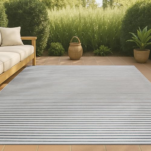 JONATHAN Y Pinstripe Reversible Washable Indoor Outdoor Area Rug 8X10 Navy/Cream, Damon Classic Coastal for Backyard, Patio, Porch, Easy-Cleaning, High Traffic, Pet-Friendly, Non-Shedding (SVH102A-8) - Image 4