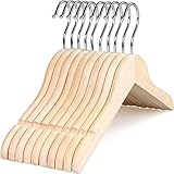 TOPIA HANGER Unfinished/Natural Kids Children Baby Wood Wooden Clothes Dress Shirt Hangers with No Painting - 360°Stronger Flexible Hook- Extra Smoothly Cut Notches, 10 Pack CT09N
