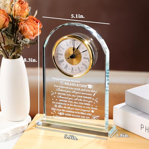 Image of YWHL Graduation Gifts for Women Men Her Him Class of 2026 Glass Clock