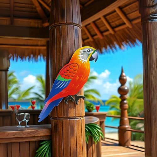 JennyGems Parrot Decor Outdoor Tiki Bar Decorations, Colorful Tropical Bird
