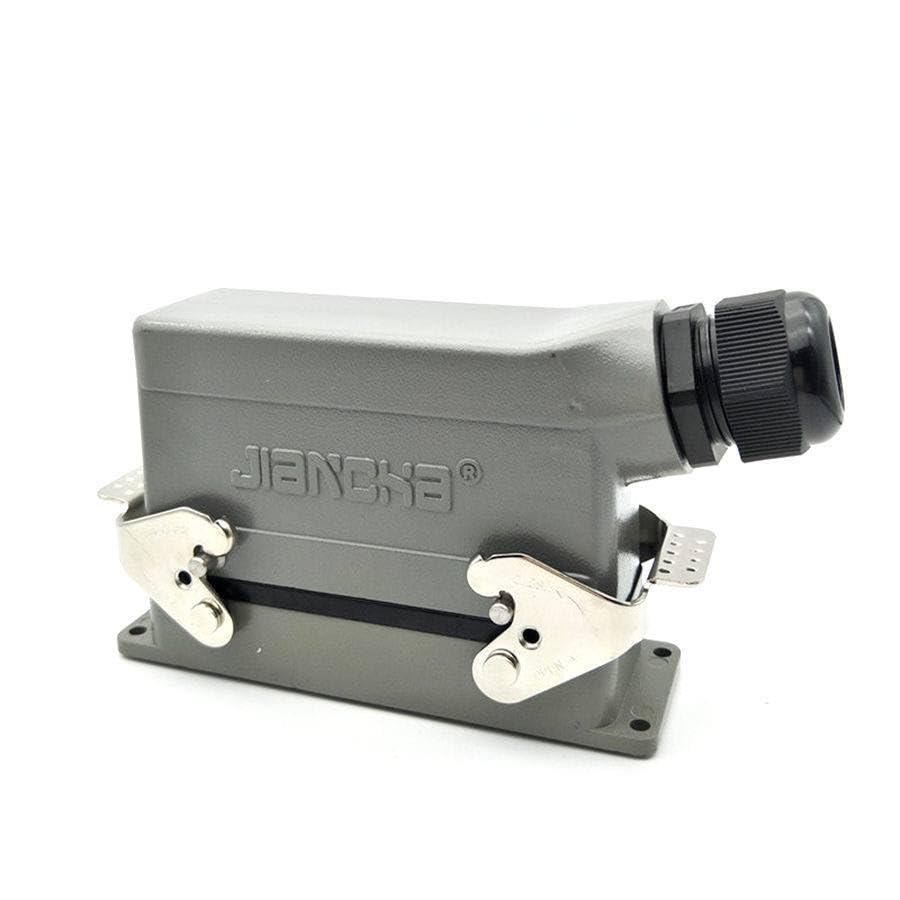 24 Pin Industrial Rectangle Heavy Duty Connector PG21 Side Outlet Hood Runner Aviation Connector 16A 500V