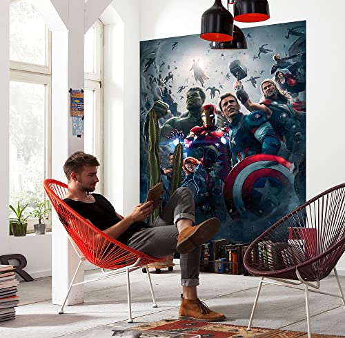 Komar Marvel Papier peint photo Avengers Age of Ultron Movie Poster – Dimensions 184 x 254 cm, 4 pièces, multicolore, papier peint, chambre d'enfant, chambre...