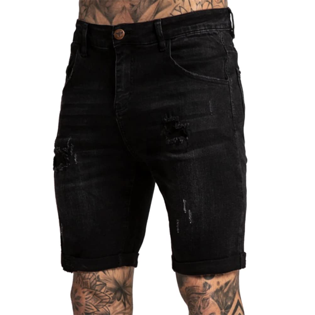 Oanviso Pantalones Cortos Vaquero para Hombre Slim Fit Elásticos Denim Shorts Verano Bermudas Pantalones Cortos Desgastado Pantalones Cortos de Mezclilla Básico Moda Jeans Shorts