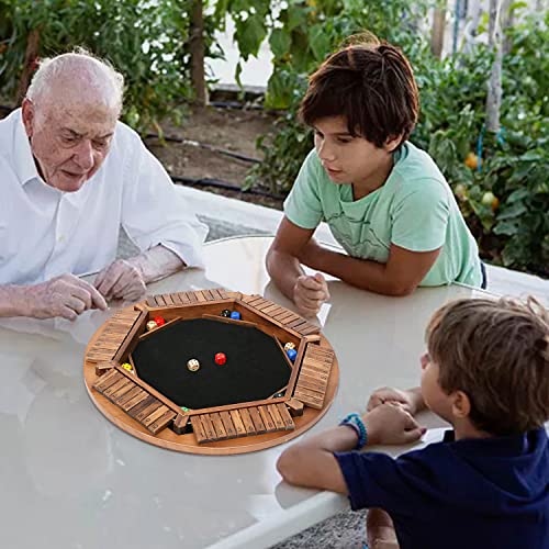 Plusvivo Shut The Box Game For 1-6 Players, Large Round Wooden Board Dice Game With 14 Dice For Adults And Kids, 6 Way Puzzle Math Game For Home Classroom Or Pub #TOP5