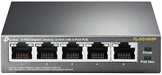 TP-Link 5 Port Gigabit PoE Switch | 4 Port PoE 56W | 802.3af Compliant | Shielded Ports | Traffic Optimization | Plug and Play | Sturdy Metal (TL-SG1005P) (Renewed)