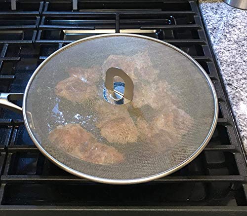 Antallcky 3 Pack Grease Splatter Screen For Frying Pan With Fold Flat Knob-Grease Splatter Guard Shield-No Cooking Oil Mess–No Burns–Ultra Fine Mesh Lids-Rust Free Stainless Steel- 9.8,11.5,13 Inch thumb #8