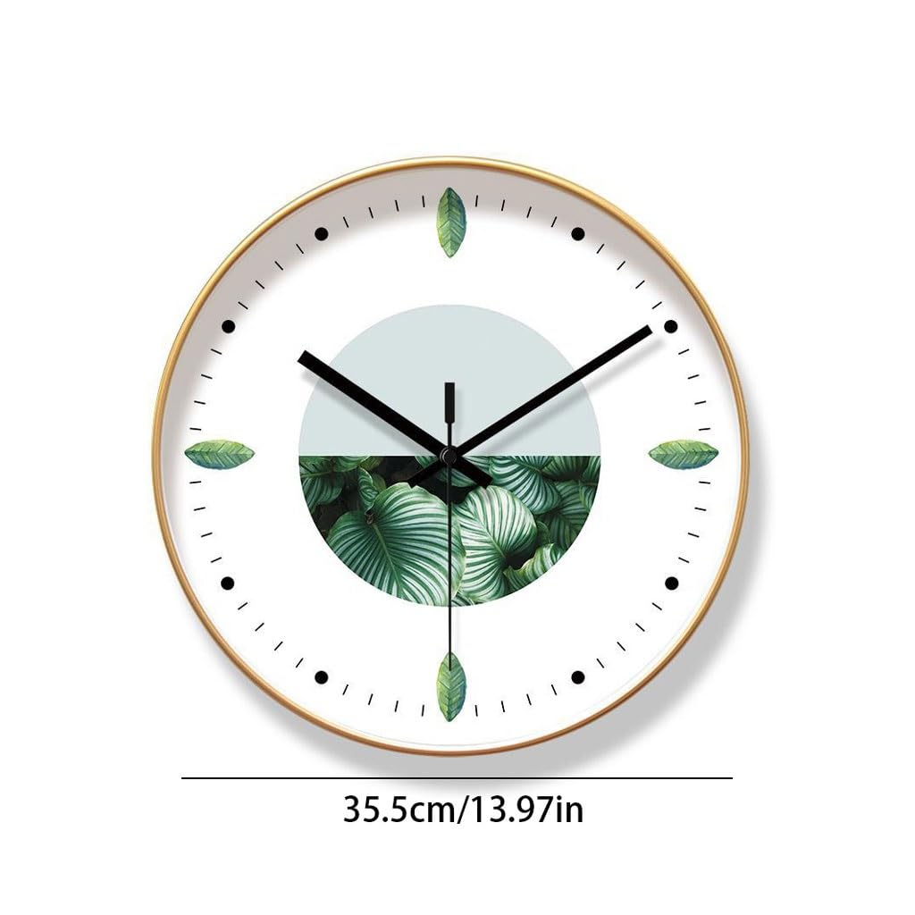 Orologio da parete Orologio al quarzo silenzioso con secondi di movimento Orologio da parete for soggiorno Orologio da parete con pianta verde Reloj De Pared(A)