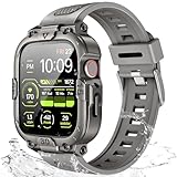 Dsytom Waterproof Case with Band Compatible for Apple Watch Band 46mm 45mm 44mm 42mm(S11/10) 41mm 40mm for Men,Rugged Smartwatch Strap with Built-in Tempered Glass Screen Protector for iWatch Series 11/10/9/8/7/6/5/4/SE