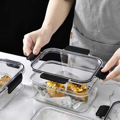 Image of GO STORE Airtight, Leakproof Set of 2 (500 ml) Container for Fridge Organizer Plastic Storage Boxes Set Durable Odor Free, BPA Free for Vegetables Box, Kitchen (Black)