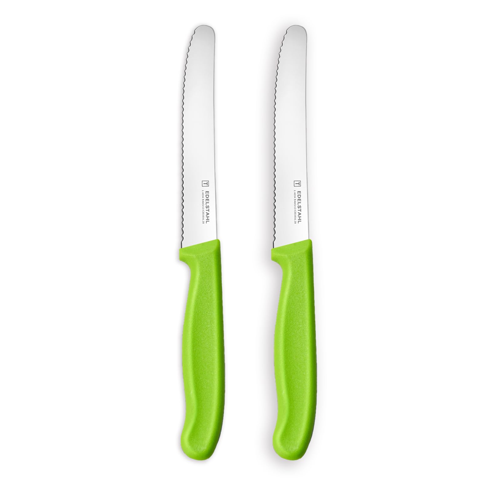 targzier Tomato Knife Set of 2, Serrated Kitchen Knives,Stainless Steel Tomato Knives Set,Utility Knifes,Wavy Edge Small Kitchen Knife&Sharp Knife,Ergonomic Handle,Green