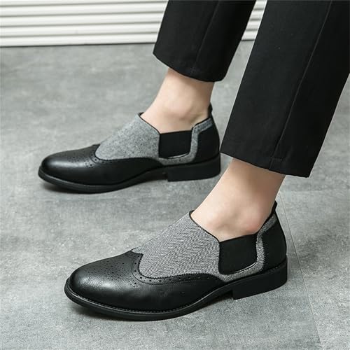 Men's Two Tone Handcrafted Leather Loafers Fashionable Oxford Style Perforated Dress Shoes with Pointed Toe for Luxury Business Wear3