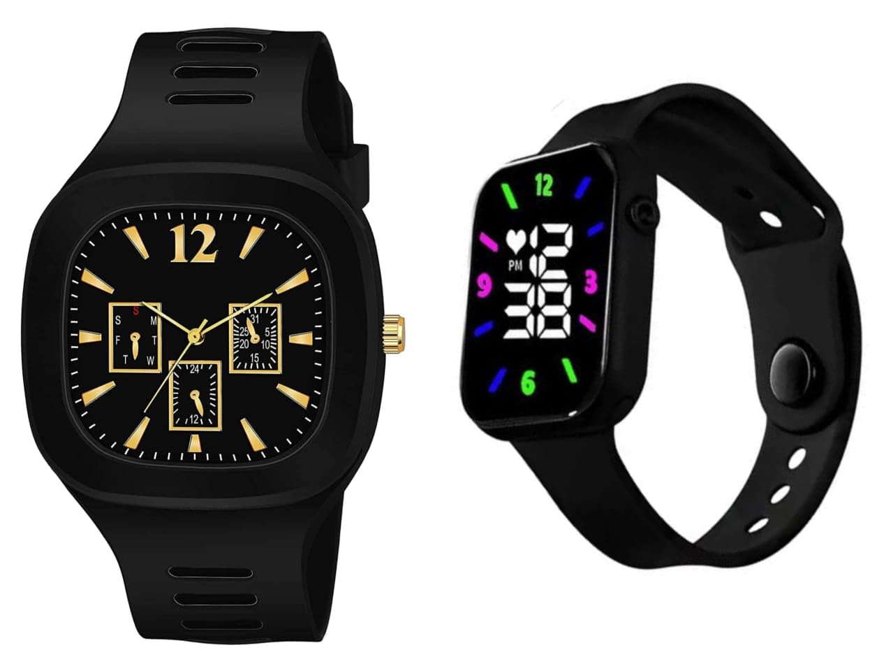 MVS Combo Of Two Analog Digital Square Wrist Watches With Detachable Soft Straps For Men & Women (Yellow & Maroon) (B0CH15B2M9) Amazon Price History, Amazon Price Tracker